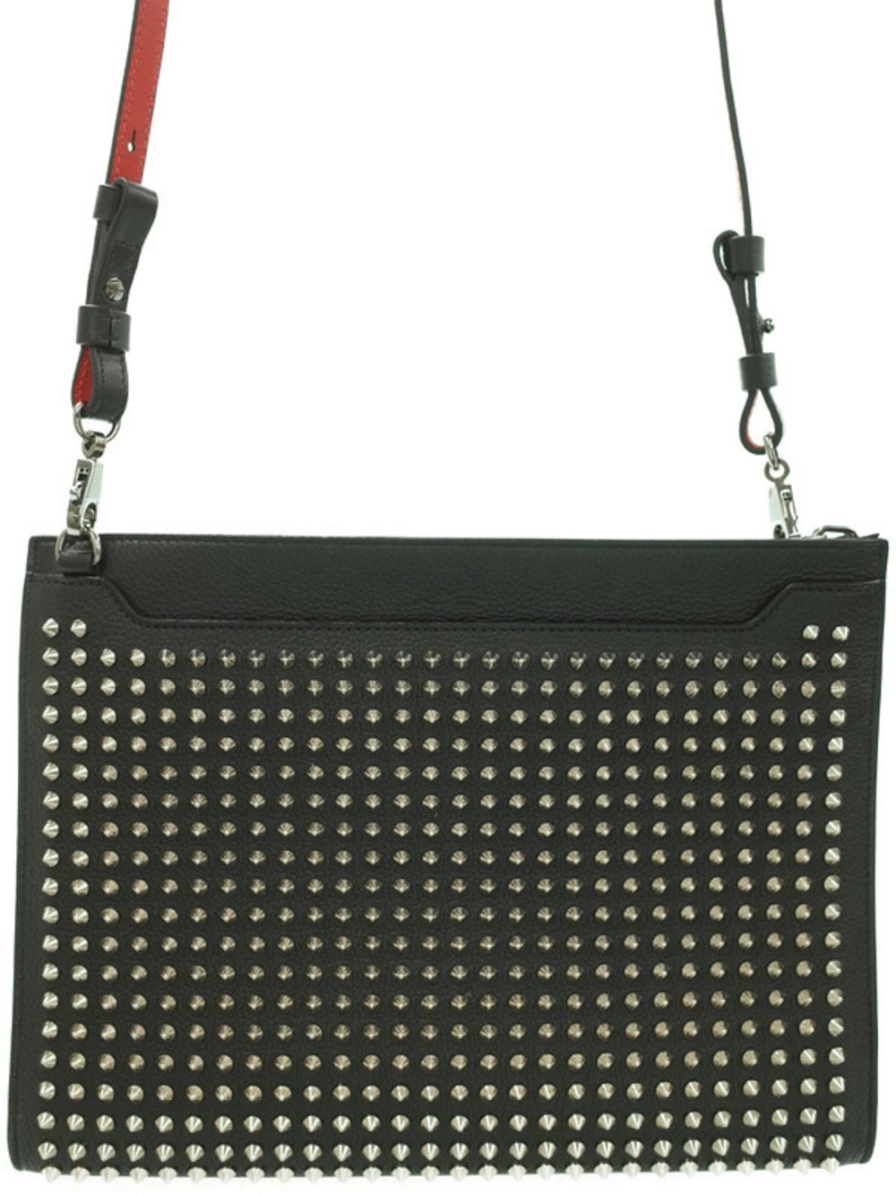 Christian Louboutin Sky Pouch Clutch Spike Studs Clutch Bag Black